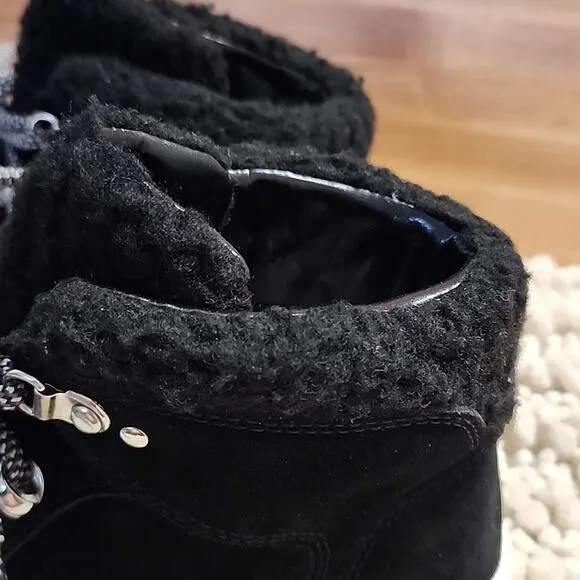 MARC FISHER SUMMA SHERPA BLACK SUEDE ANKLE BOOTIES 6.5 NWOB