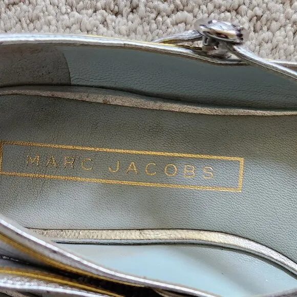 Marc Jacobs all leather silver/gold trim mary jane shoes sz 36