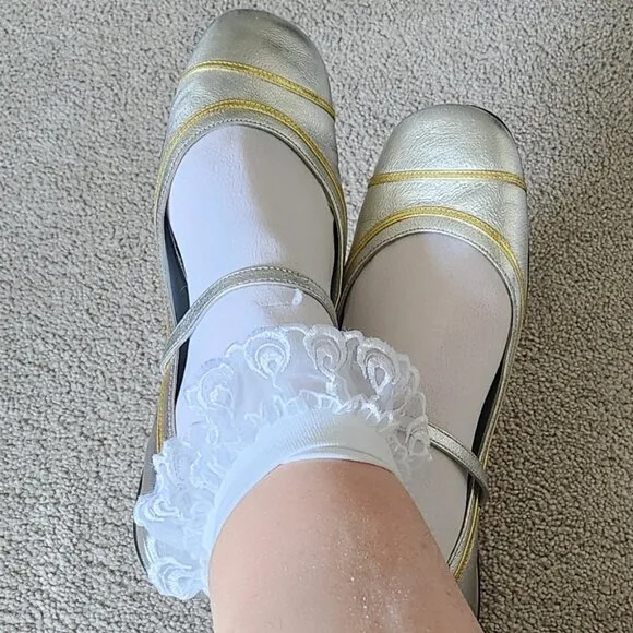 Marc Jacobs all leather silver/gold trim mary jane shoes sz 36