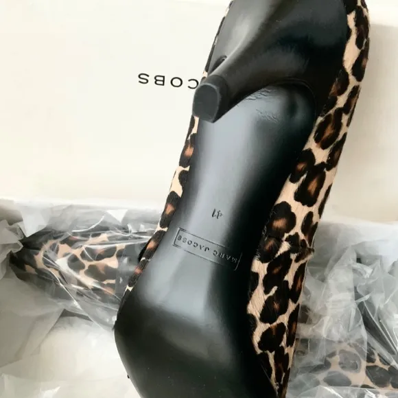 Marc Jacobs Daryl Women's Leather Pointy Toe Pump Leopard Stiletto Heel Shoes 41