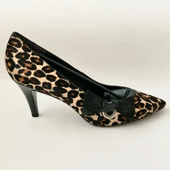 Marc Jacobs Daryl Women's Leather Pointy Toe Pump Leopard Stiletto Heel Shoes 41