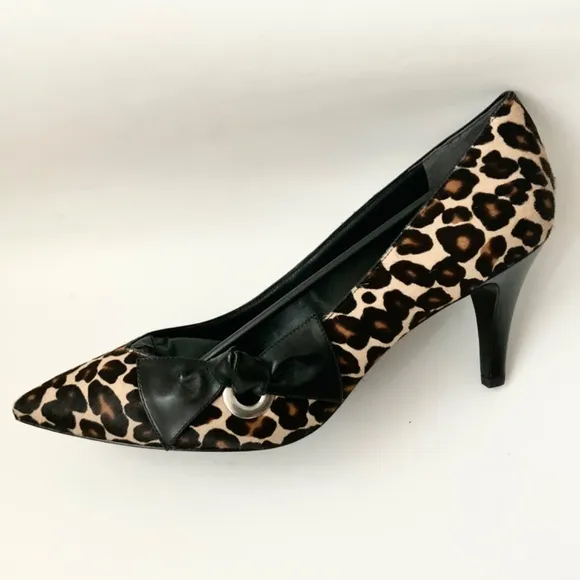 Marc Jacobs Daryl Women's Leather Pointy Toe Pump Leopard Stiletto Heel Shoes 41