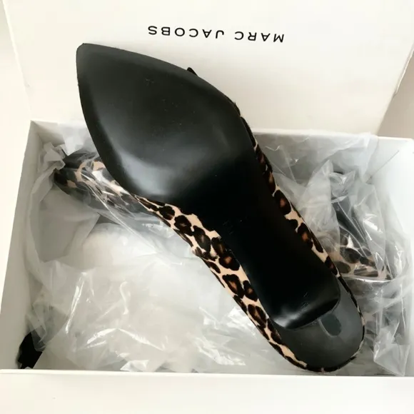 Marc Jacobs Daryl Women's Leather Pointy Toe Pump Leopard Stiletto Heel Shoes 41