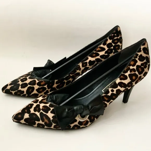 Marc Jacobs Daryl Women's Leather Pointy Toe Pump Leopard Stiletto Heel Shoes 41