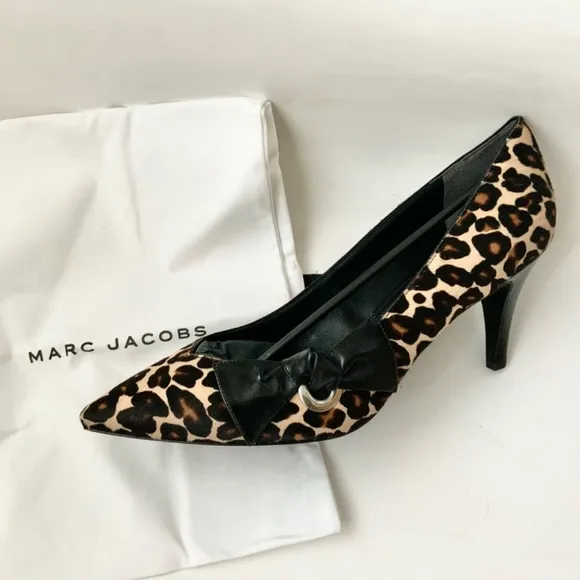 Marc Jacobs Daryl Women's Leather Pointy Toe Pump Leopard Stiletto Heel Shoes 41