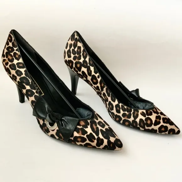 Marc Jacobs Daryl Women's Leather Pointy Toe Pump Leopard Stiletto Heel Shoes 41