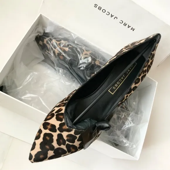Marc Jacobs Daryl Women's Leather Pointy Toe Pump Leopard Stiletto Heel Shoes 41