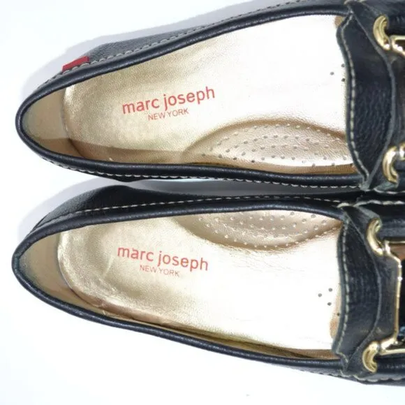 Marc Joseph Designer Black Pebbled Real Leather Horsebit Oxford Loafers Shoes 7