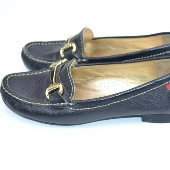 Marc Joseph Designer Black Pebbled Real Leather Horsebit Oxford Loafers Shoes 7