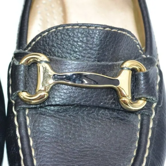 Marc Joseph Designer Black Pebbled Real Leather Horsebit Oxford Loafers Shoes 7