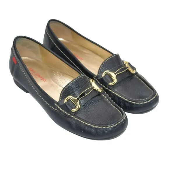Marc Joseph Designer Black Pebbled Real Leather Horsebit Oxford Loafers Shoes 7