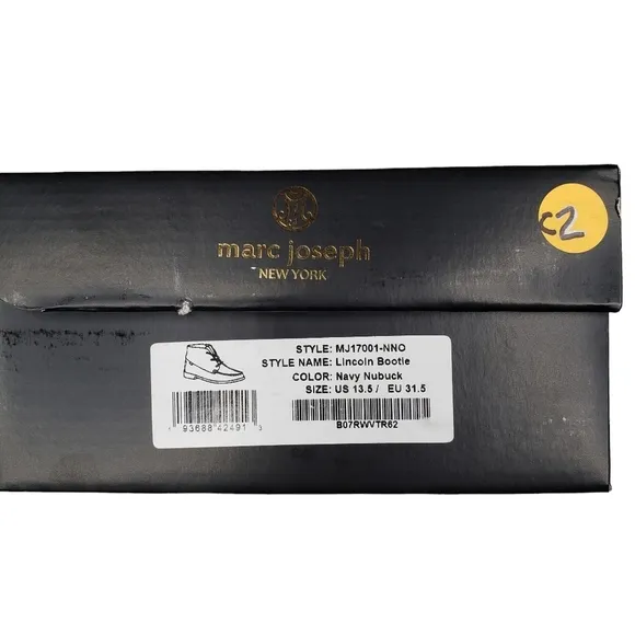 Marc Joseph | NIB Lincoln Bootie Navy Nubuck Leather Lace Up Boots Boy's 13.5