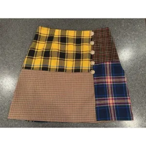 Mare Made Anthropologie Plaid Patchwork‎ Skirt Midi Medium Colorful Academia