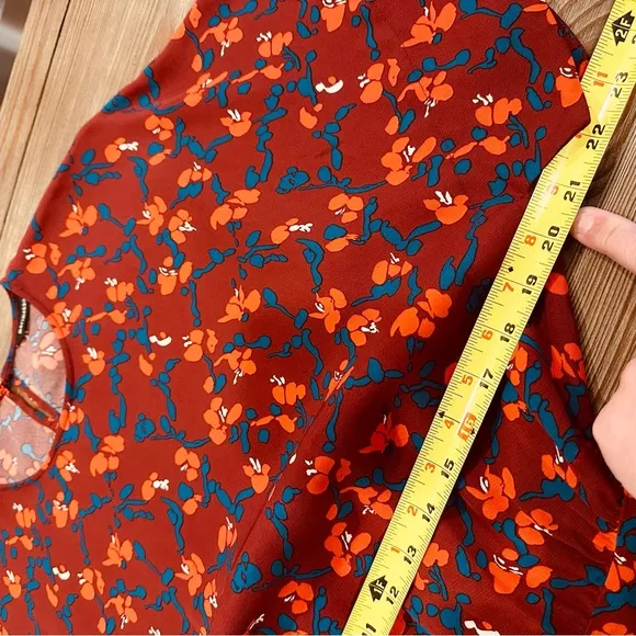 MARIMECKKO RUST RED SUMMER FALL DAY MIDI DRESS FLORAL PRINT FLOWER SUMMER XS