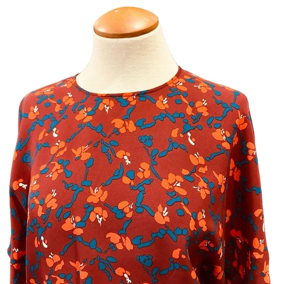 MARIMECKKO RUST RED SUMMER FALL DAY MIDI DRESS FLORAL PRINT FLOWER SUMMER XS
