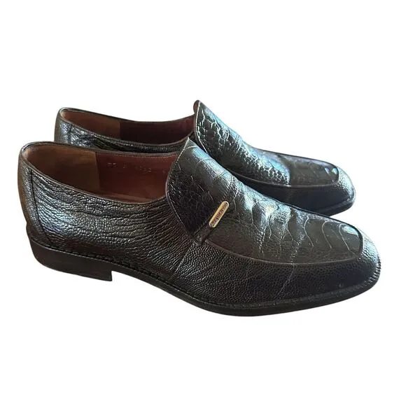 Marquez de Leon Dress‎ Shoes Men's Size 25A US 7A Brown Ostrich Leather Slip On