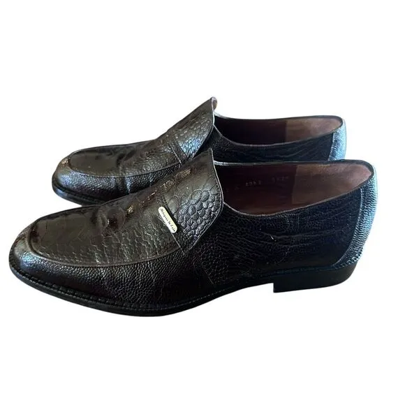 Marquez de Leon Dress‎ Shoes Men's Size 25A US 7A Brown Ostrich Leather Slip On