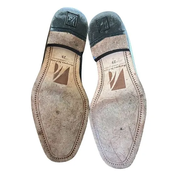 Marquez de Leon Dress‎ Shoes Men's Size 25A US 7A Brown Ostrich Leather Slip On