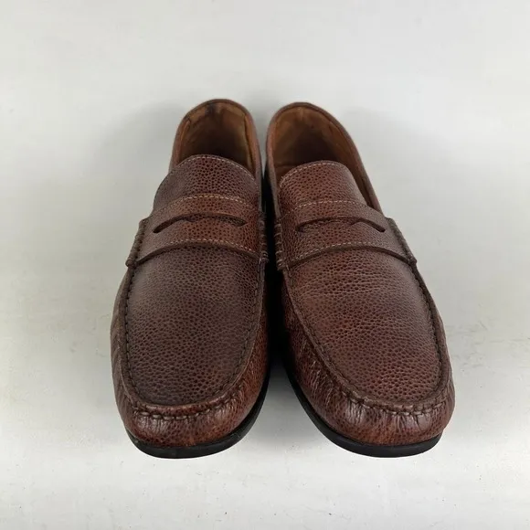 Massimo Dutti Casual Shoes Men's 11 Dark Brown Leather Slip-On Square Toe