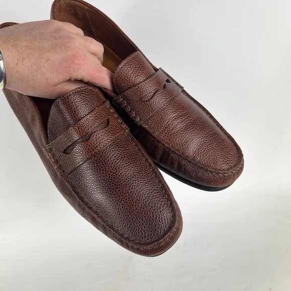 Massimo Dutti Casual Shoes Men's 11 Dark Brown Leather Slip-On Square Toe