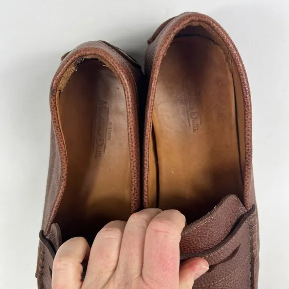 Massimo Dutti Casual Shoes Men's 11 Dark Brown Leather Slip-On Square Toe