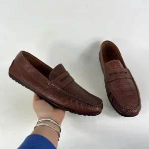 Massimo Dutti Casual Shoes Men's 11 Dark Brown Leather Slip-On Square Toe
