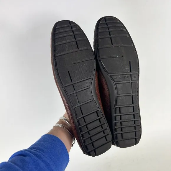 Massimo Dutti Casual Shoes Men's 11 Dark Brown Leather Slip-On Square Toe