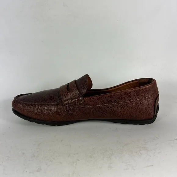 Massimo Dutti Casual Shoes Men's 11 Dark Brown Leather Slip-On Square Toe