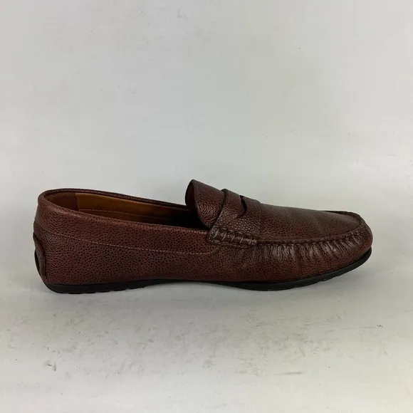 Massimo Dutti Casual Shoes Men's 11 Dark Brown Leather Slip-On Square Toe