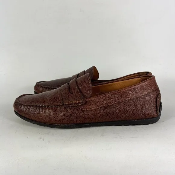 Massimo Dutti Casual Shoes Men's 11 Dark Brown Leather Slip-On Square Toe
