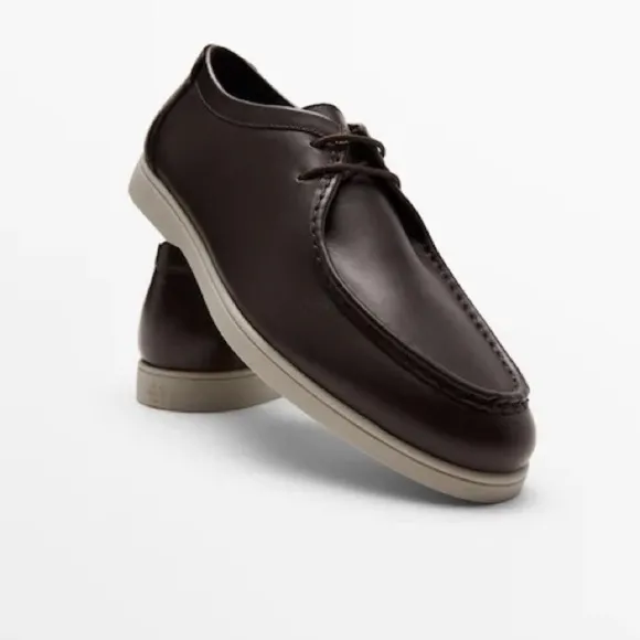 Massimo Dutti Man Brown Leather Shoes. Size 12.