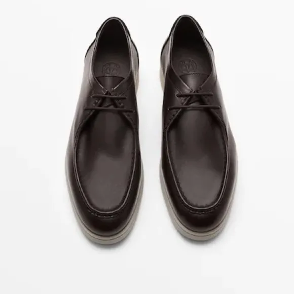Massimo Dutti Man Brown Leather Shoes. Size 12.