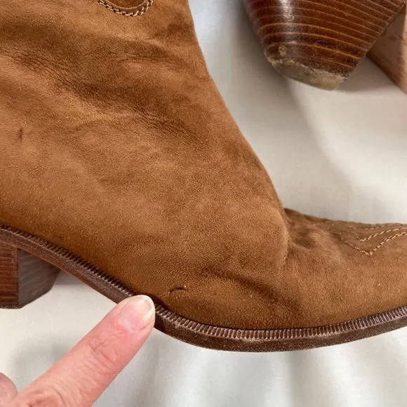 MAUD FRIZON CLUB Brown Leather Suede Knee High Boots Vintage 80s Made Italy 36.5