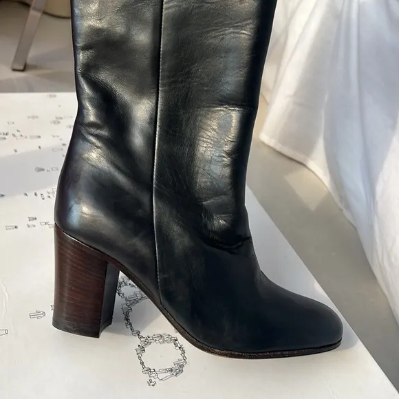 Max&amp;Co Black Leather Boots size 35 NWB