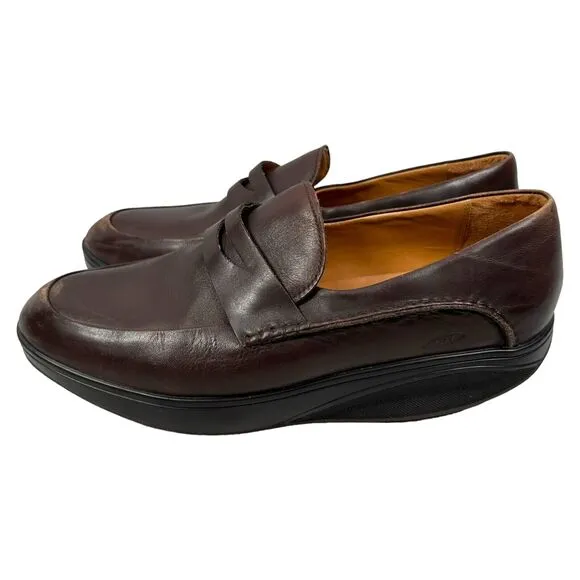 MBT Asante 5s Loafer Shoes Mens US 10 10.5 EUR 44 Brown Cordovan Leather Slip On