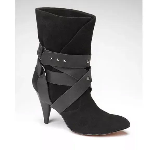 Mea Shadow Cassandra Black Suede Harness Boots 7.5