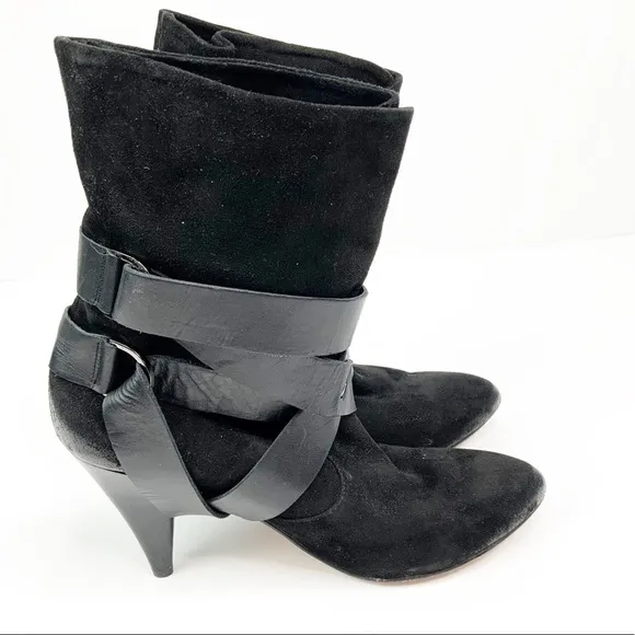 Mea Shadow Cassandra Black Suede Harness Boots 7.5