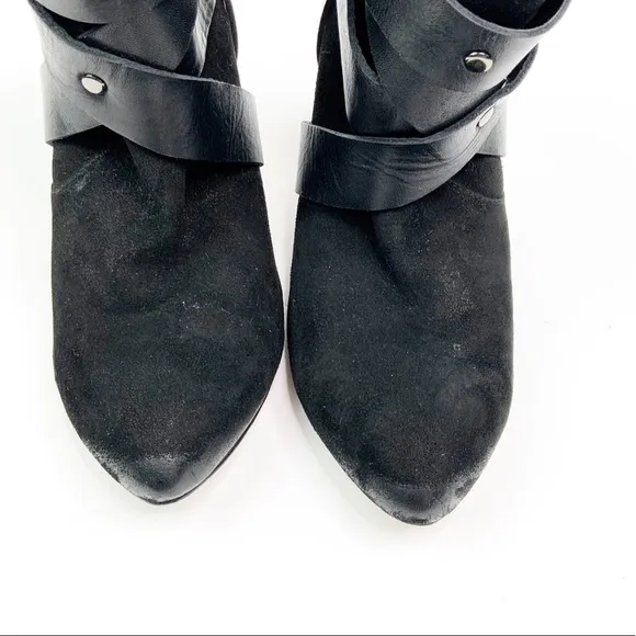 Mea Shadow Cassandra Black Suede Harness Boots 7.5