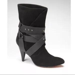 Mea Shadow Cassandra Black Suede Harness Boots 7.5