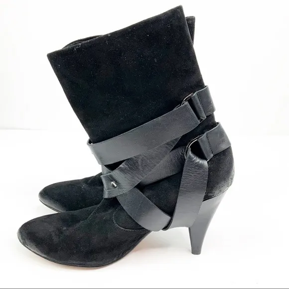 Mea Shadow Cassandra Black Suede Harness Boots 7.5