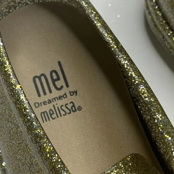 Mel Dreamed By Melissa Gold Glitter Rubber Fashion sneakers