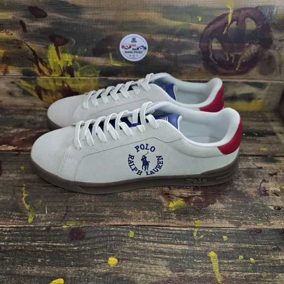 Men Polo‎ Ralph Lauren leather suede tan sneakers size 11.5 new
