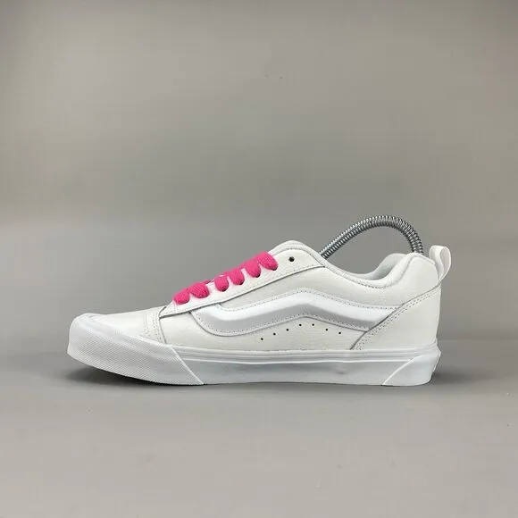 Mens 9 Womens 10.5 Vans Knu Skool White Pink Casual Sneaker Low Top Lace Up Shoe