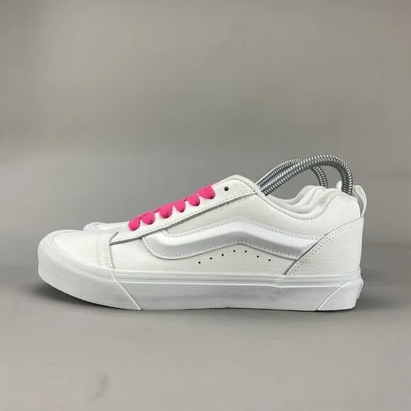 Mens 9 Womens 10.5 Vans Knu Skool White Pink Casual Sneaker Low Top Lace Up Shoe