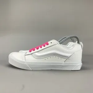 Mens 9 Womens 10.5 Vans Knu Skool White Pink Casual Sneaker Low Top Lace Up Shoe
