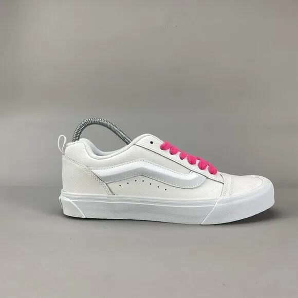 Mens 9 Womens 10.5 Vans Knu Skool White Pink Casual Sneaker Low Top Lace Up Shoe