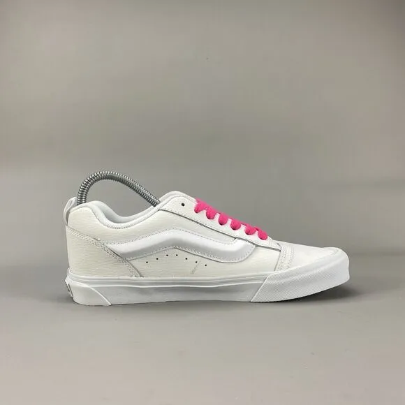 Mens 9 Womens 10.5 Vans Knu Skool White Pink Casual Sneaker Low Top Lace Up Shoe