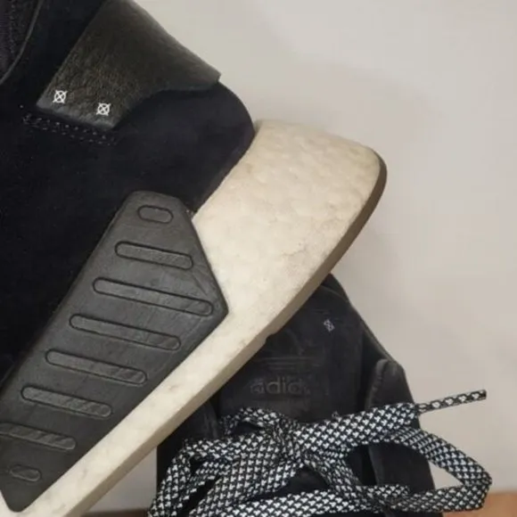 Mens ADIDAS Originals NMD C2 Suede Black White Foam Lace Sneakers BY3011 Size 12