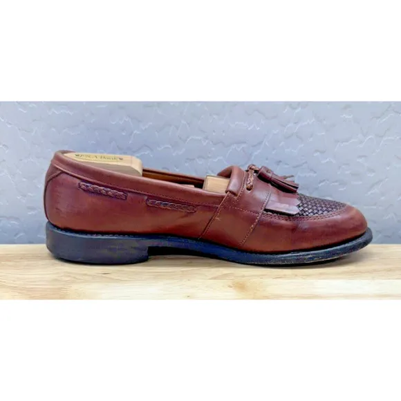 Mens Allen Edmonds Cody Brown Leather Tassel Loafers Shoes Size 9.5 D
