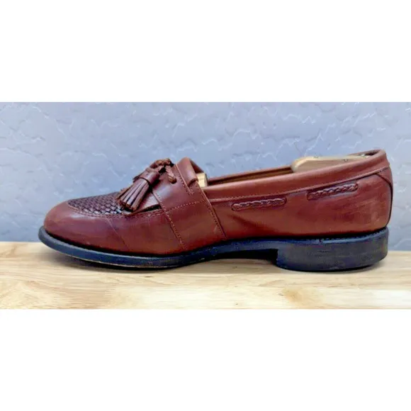 Mens Allen Edmonds Cody Brown Leather Tassel Loafers Shoes Size 9.5 D